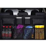 3-SOGA 2X High Quality Leather Car Rear Back Seat Storage Bag Organizer Interior Accessories Black