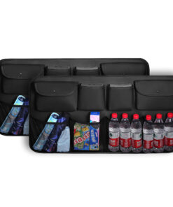 1-SOGA 2X High Quality Leather Car Rear Back Seat Storage Bag Organizer Interior Accessories Black