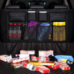 7-SOGA 2X High Quality Leather Car Rear Back Seat Storage Bag Organizer Interior Accessories Black
