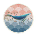 1-SOGA 120cm Round Tassels Shark Print Area Rugs