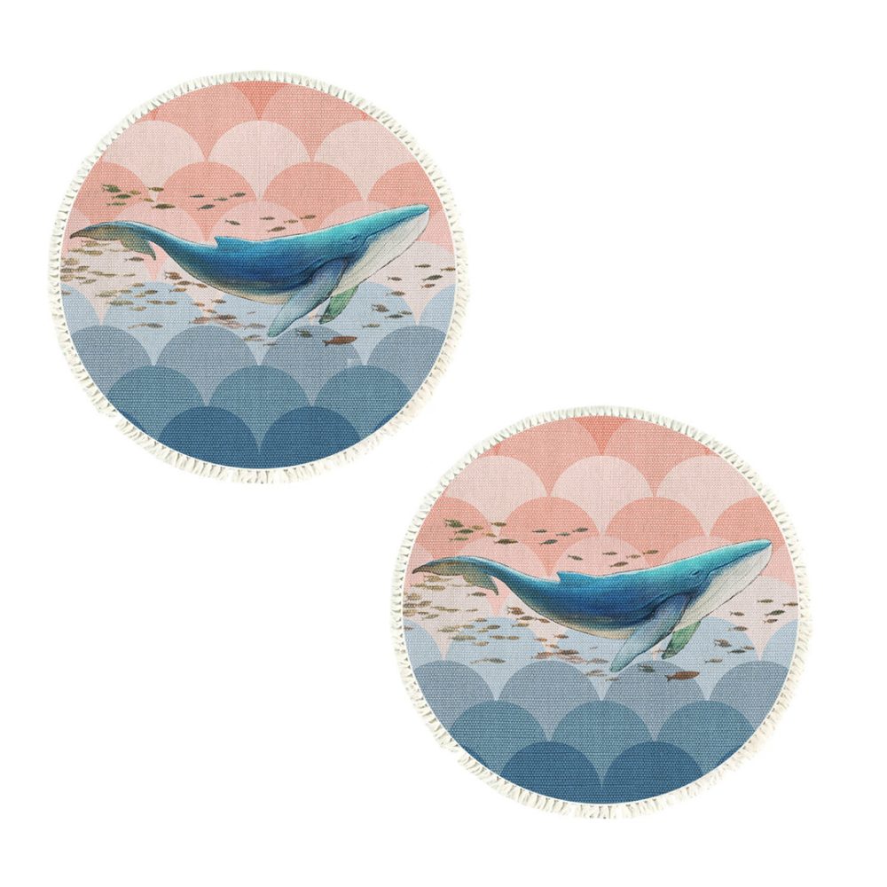 1-SOGA 2X 120cm Round Tassels Shark Print Area Rugs