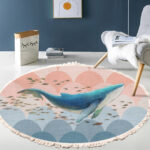 3-SOGA 2X 120cm Round Tassels Shark Print Area Rugs