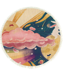 1-SOGA 120cm Round Tassels Carpet Sky Landscape Clouds Boho Circle Area Rugs