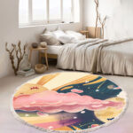 2-SOGA 2X 120cm Round Tassels Carpet Sky Landscape Clouds Boho Circle Area Rugs