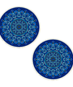 1-SOGA 2X 90cm Blue Mandala Round Carpet for Living Room Bedroom Anti-slip Doormat