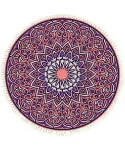 1-SOGA 90cm Purple Mandala Round Carpet for Living Room Bedroom Anti-slip Doormat