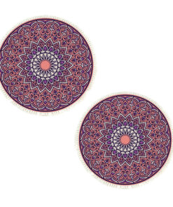 1-SOGA 2X 90cm Purple Mandala Round Carpet for Living Room Bedroom Anti-slip Doormat