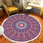 3-SOGA 2X 90cm Purple Mandala Round Carpet for Living Room Bedroom Anti-slip Doormat