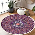 4-SOGA 2X 90cm Purple Mandala Round Carpet for Living Room Bedroom Anti-slip Doormat