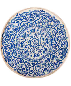 1-SOGA Blue Carpet Soft Linen Bohemian Non-Slip Floor Retro Minimalist Round Rug Home Decor with Tassels