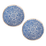 1-SOGA 2X Blue Carpet Soft Linen Bohemian Non-Slip Floor Retro Minimalist Round Rug Home Decor with Tassels