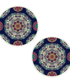 1-SOGA 2X 90cm Round Rug Bohemian Circle Area Rug with Bohemian Geometric Pattern