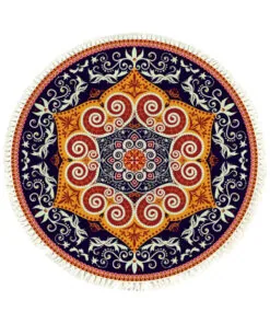 1-SOGA 90cm Round Mandala Ethnic Style Round Carpet