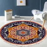 2-SOGA 90cm Round Mandala Ethnic Style Round Carpet