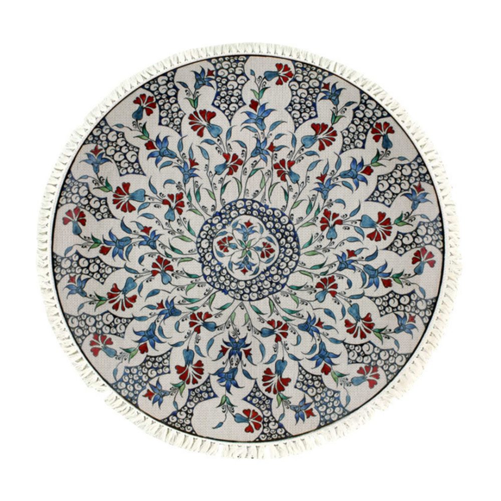 1-SOGA 120cm Mandala Round Area Thick Anti-slip Doormat