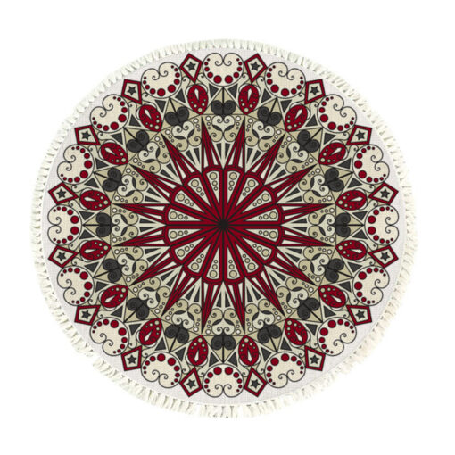 1-SOGA 120cm Mandala Modern Ethnic Tassel Print Anti-slip Doormat