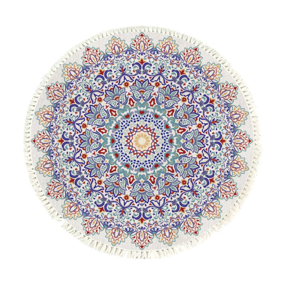 1-SOGA 120cm Mandala Round Area Thick Anti-slip Doormat