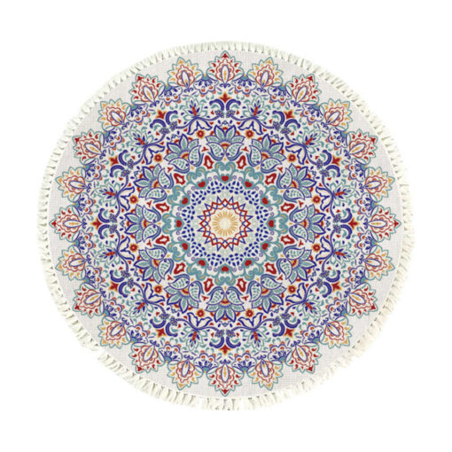 1-SOGA 120cm Mandala Round Area Thick Anti-slip Doormat
