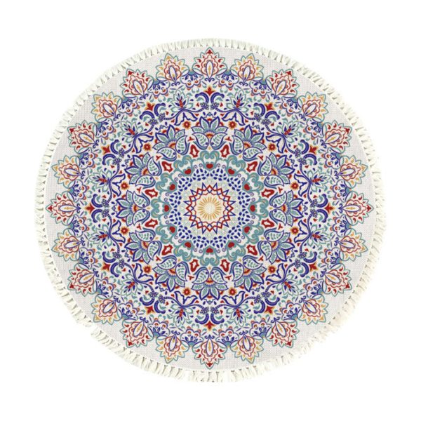 1-SOGA 120cm Mandala Round Area Thick Anti-slip Doormat