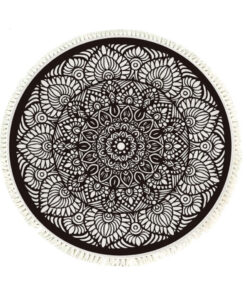 1-SOGA 120cm Mandala Modern Ethnic Tassel Print Anti-slip Doormat
