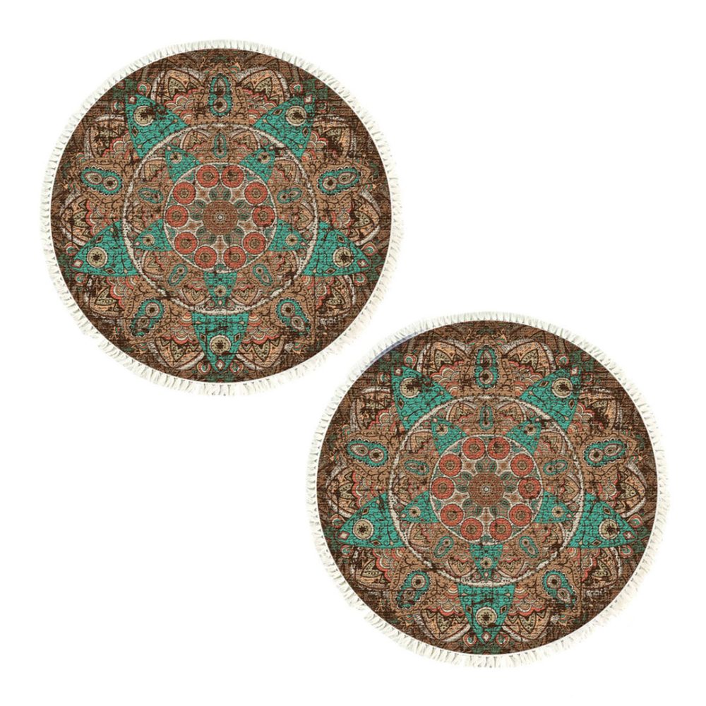 1-SOGA 2X 90cm Mandala Round Area Thick Anti-slip Doormat