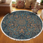 2-SOGA 120cm Mandala Pattern Circle Area Rugs for Living Room Lounge