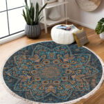 3-SOGA 120cm Mandala Pattern Circle Area Rugs for Living Room Lounge