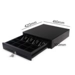 2-SOGA Black Heavy Duty Cash Drawer Electronic 4 Bills 8 Coins Cheque Slot Tray Pos 410