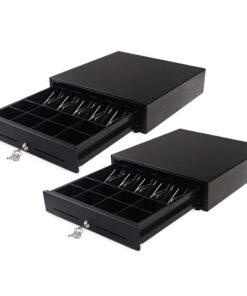 1-SOGA 2X Black Heavy Duty Cash Drawer Electronic 4 Bills 8 Coins Cheque Slot Tray Pos 410