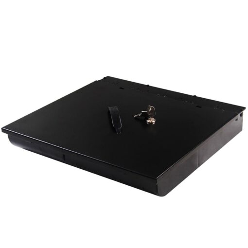 1-SOGA 4 Bills 8 Coins Cash Tray With Lockable Lid Heavy Duty Spare Cash Tray Black