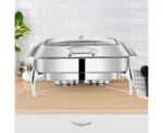 3-SOGA 2X Stainless Steel Rectangular Chafing Dish Tray Buffet Cater Food Warmer Chafer with Top Lid