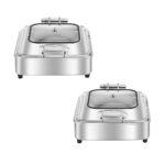 1-SOGA 2X Stainless Steel Square Chafing Dish Tray Buffet Cater Food Warmer Chafer with Top Lid