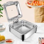 3-SOGA 2X Stainless Steel Square Chafing Dish Tray Buffet Cater Food Warmer Chafer with Top Lid