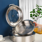 8-SOGA Stainless Steel Round Chafing Dish Tray Buffet Cater Food Warmer Chafer with Top Lid
