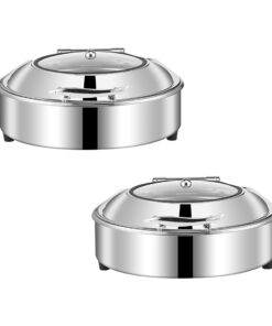 1-SOGA 2X Stainless Steel Round Chafing Dish Tray Buffet Cater Food Warmer Chafer with Top Lid