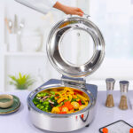 6-SOGA 2X Stainless Steel Round Chafing Dish Tray Buffet Cater Food Warmer Chafer with Top Lid
