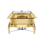 1-SOGA Gold Plated Stainless Steel Square Chafing Dish Tray Buffet Cater Food Warmer Chafer with Top Lid