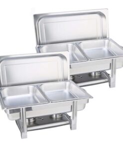 1-SOGA 2X Double Tray Stainless Steel Chafing Catering Dish Food Warmer