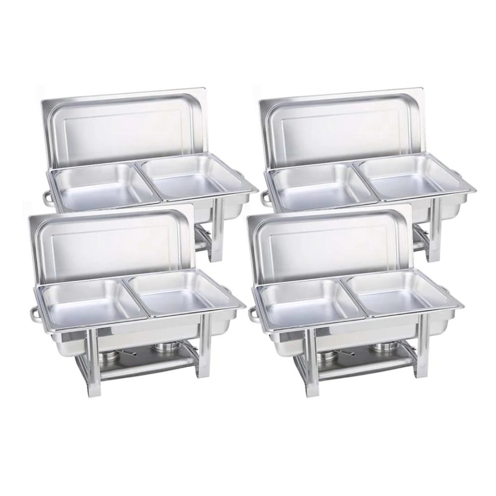 1-SOGA 4X Stainless Steel Chafing Double Tray Catering Dish Food Warmer