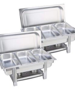 1-SOGA 2X Triple Tray Stainless Steel Chafing Catering Dish Food Warmer