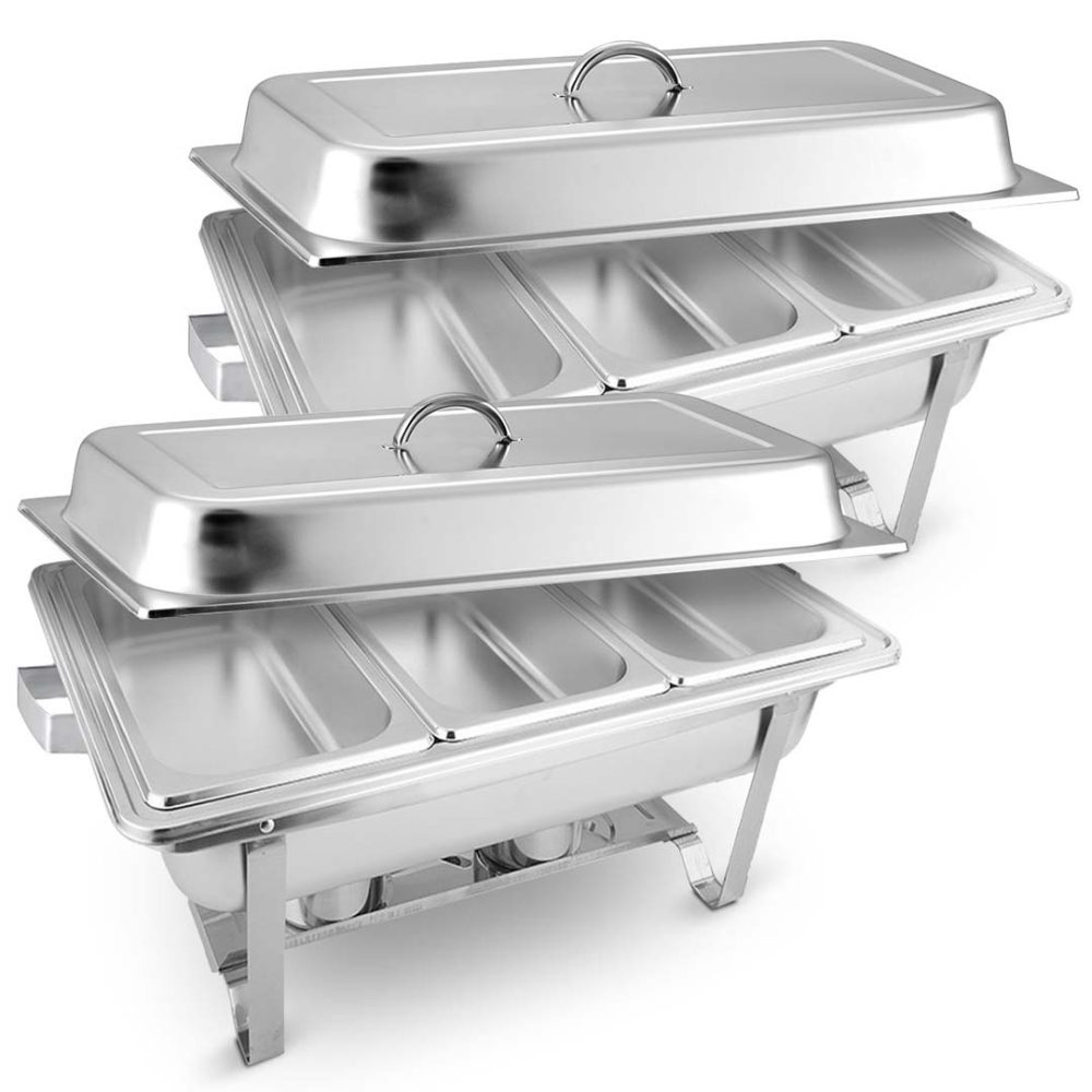 1-SOGA 2X 3L Triple Tray Stainless Steel Chafing Food Warmer Catering Dish