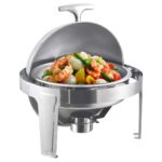 4-SOGA 2X 6L Stainless Steel Chafing Food Warmer Catering Dish Round Roll Top