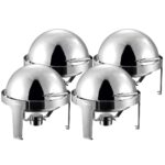 1-SOGA 4X 6L Stainless Steel Chafing Food Warmer Catering Dish Round Roll Top