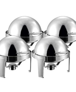 1-SOGA 4X 6L Stainless Steel Chafing Food Warmer Catering Dish Round Roll Top