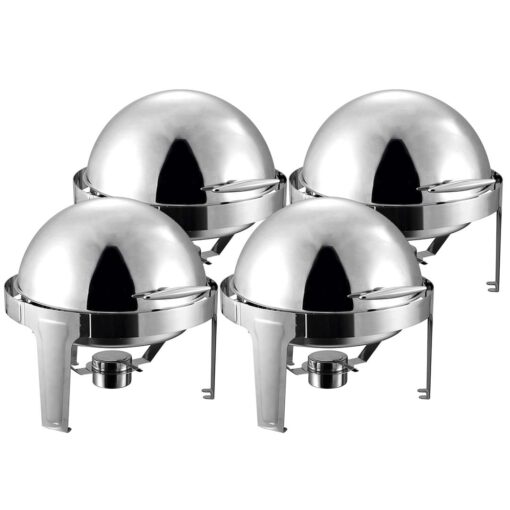 1-SOGA 4X 6L Stainless Steel Chafing Food Warmer Catering Dish Round Roll Top