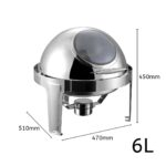 3-SOGA 4X 6L Round Chafing Stainless Steel Food Warmer with Glass Roll Top