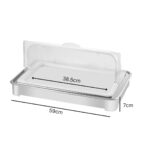 2-SOGA 59x38.5cm Silver Color Ceramic Serving Bowl Chafing Dish for Kitchen Essential