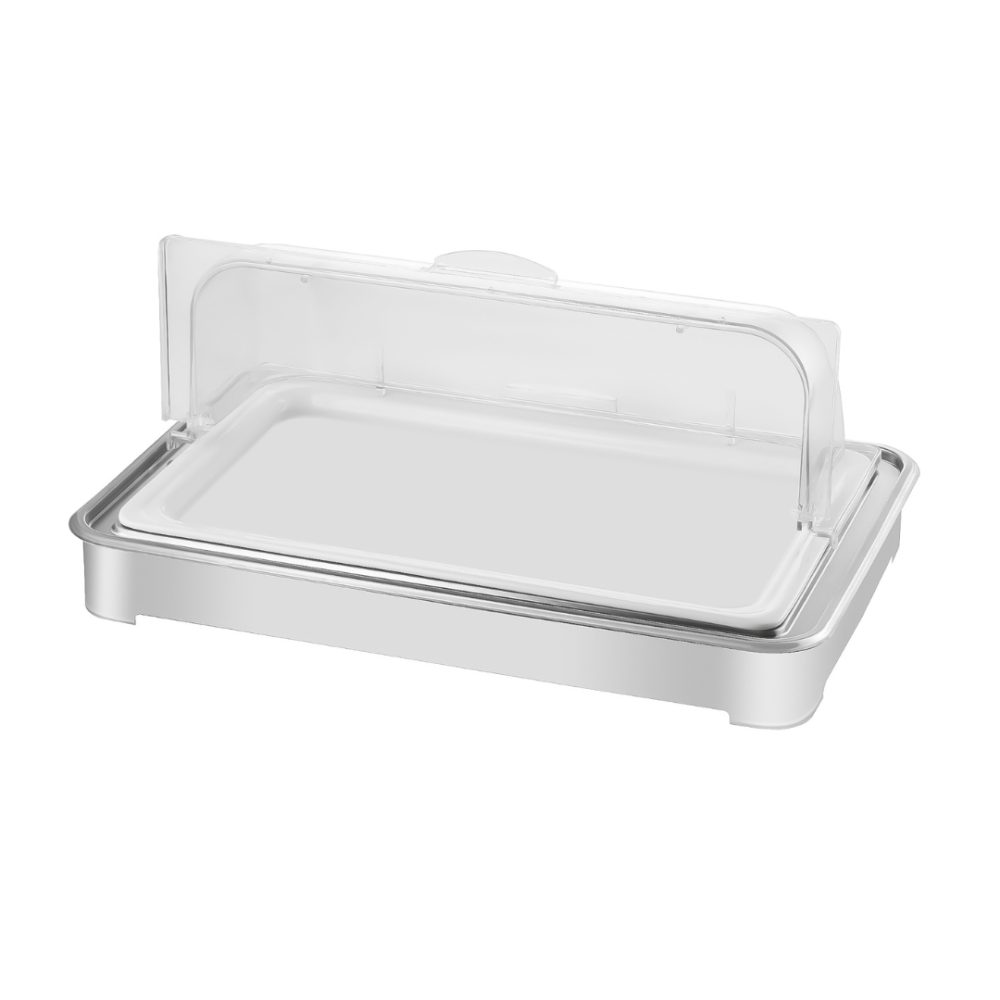 1-SOGA 59x38.5cm Silver Color Ceramic Serving Bowl Chafing Dish for Kitchen Essential