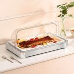 3-SOGA 59x38.5cm Silver Color Ceramic Serving Bowl Chafing Dish for Kitchen Essential
