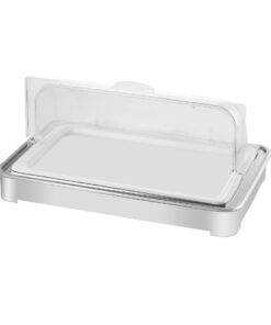 1-SOGA 59x38.5cm Silver Color Ceramic Serving Bowl Chafing Dish for Kitchen Essential